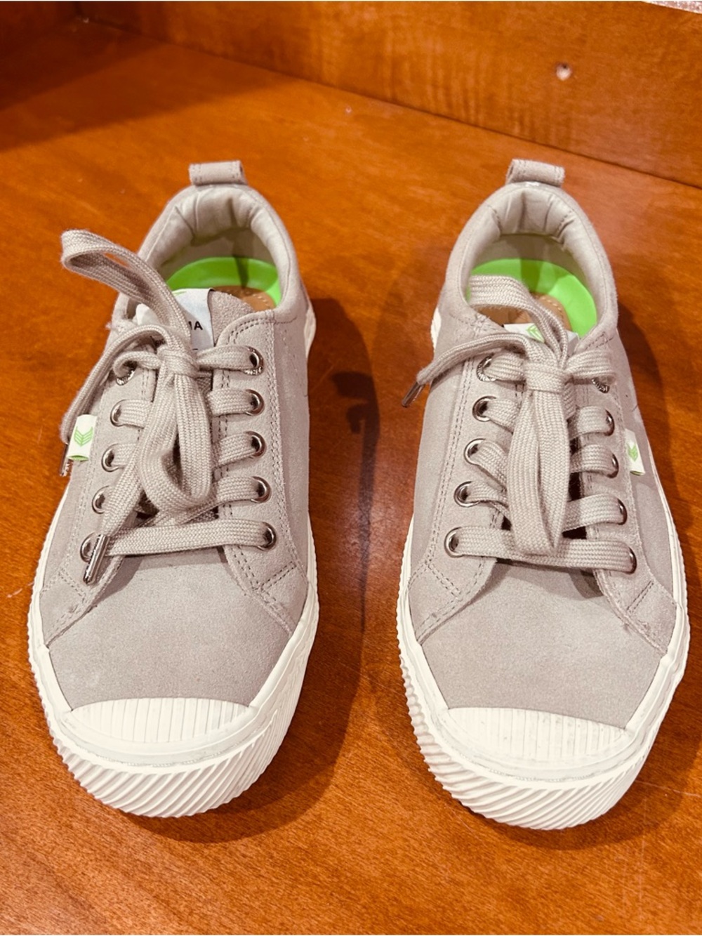 Ladies Tan Casual Lace-Up Sneakers